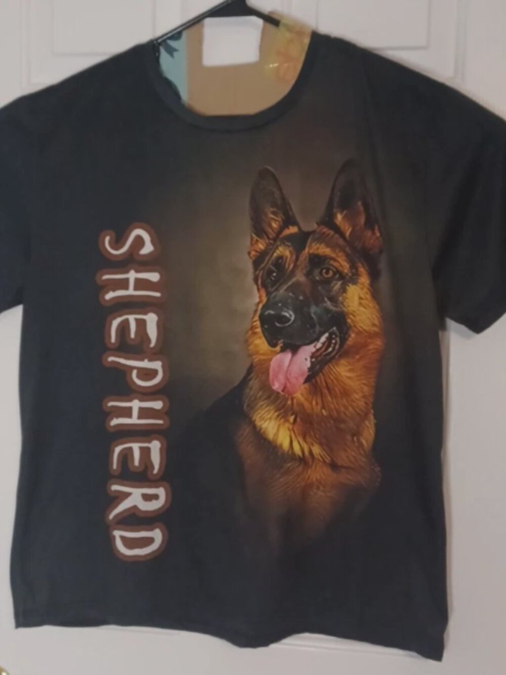 Double Sided German Shepard Graphic Print Sz XL Shirt Short Sleeve Black Men